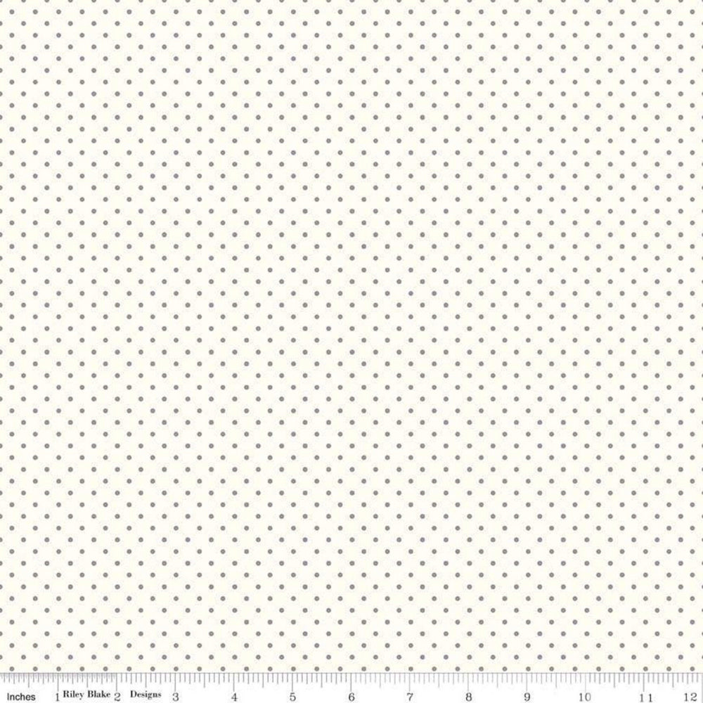 Le Creme - Solid Cream Fabric with Gray Polka Dots - SWISS DOT - by Riley Blake Designs - Quilting Cotton Fabric - C600-40-GRAY