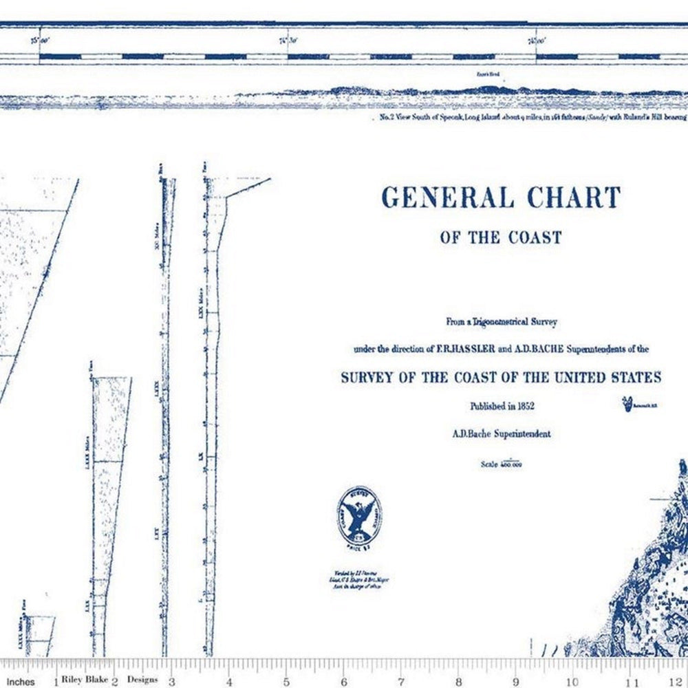 NAUTICAL CHART - White - Caskata Artisanal Home Nautical - Quilting Cotton Fabric - ( C8551-WHITE )