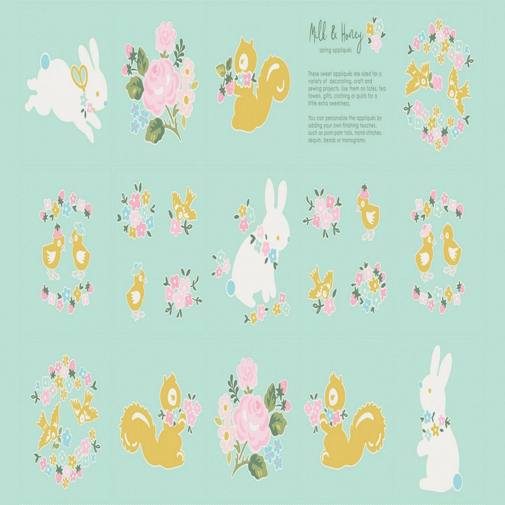 MILK and HONEY - Panel- Mint - Gold Sparkle - 24