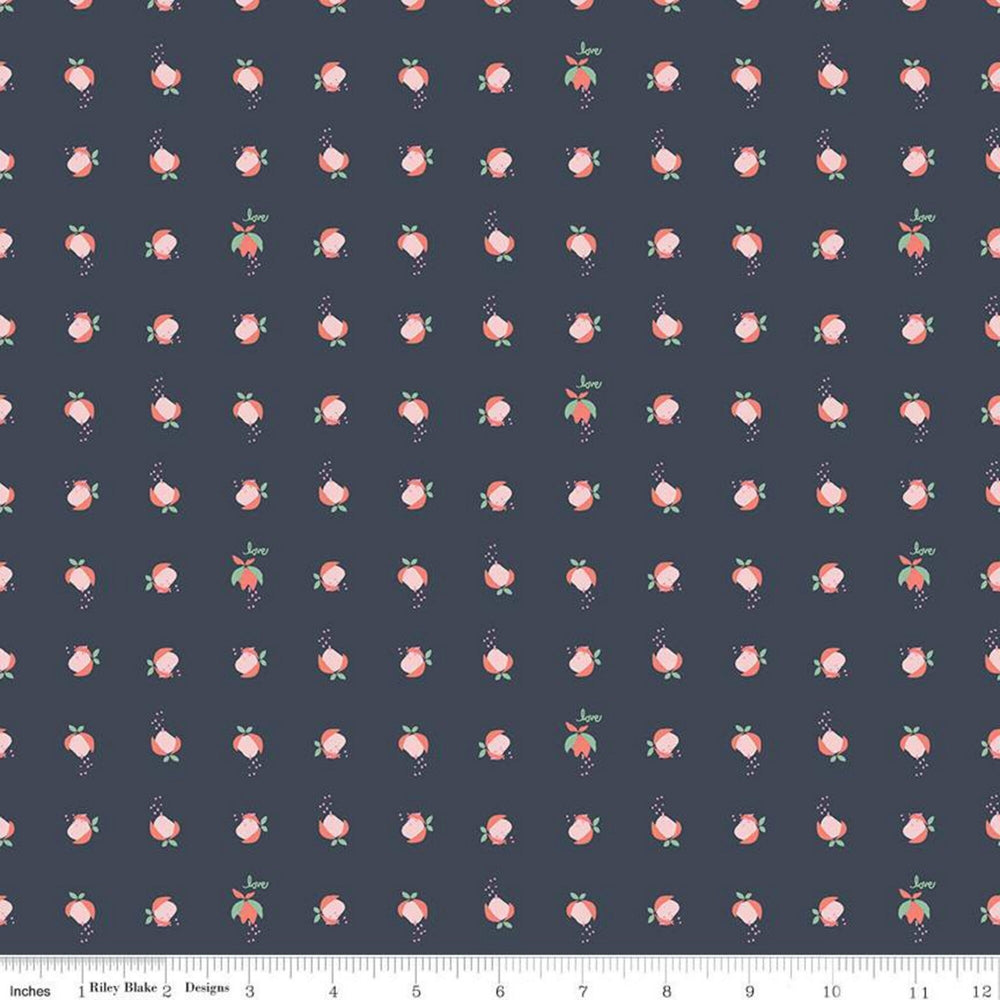IDYLLIC - Love Buds - Blue - by Minki Kim - Riley Blake Designs - Quilting Cotton Fabric - C9883-NAVY