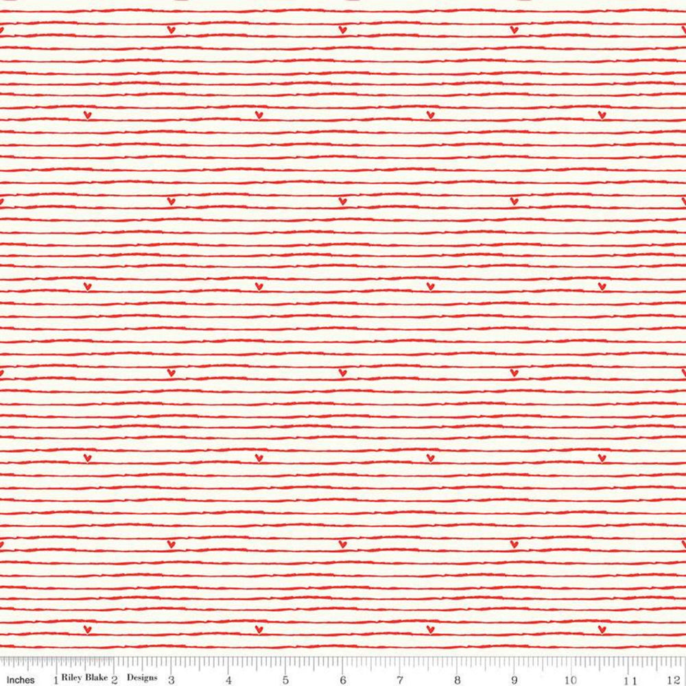 FROM the HEART - Stripes/Hearts - Cream - by Sandy Gervais - Riley Blake Designs - Quilting Cotton Fabric - C10054-CREAM