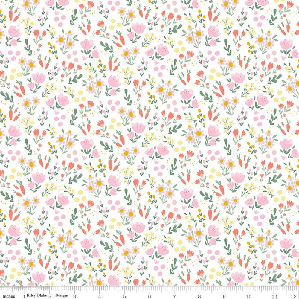 EASTER EGG HUNT - Floral - White - by Natàlia Juan Abelló - Riley Blake Designs - Quilting Cotton Fabric - C10274-White