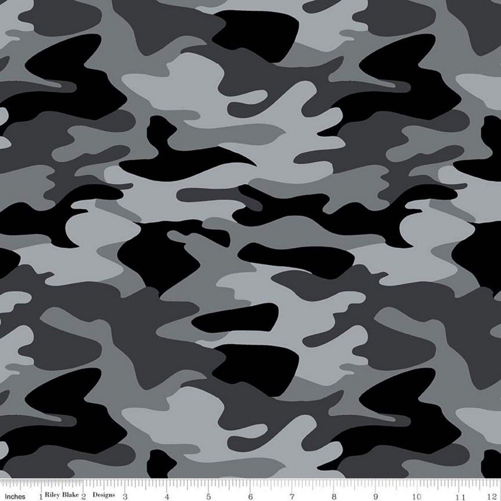 NOBODY FIGHTS ALONE - Camouflage - Gray - by Riley Blake Designs - Quilting Cotton Fabric - C10420-Gray