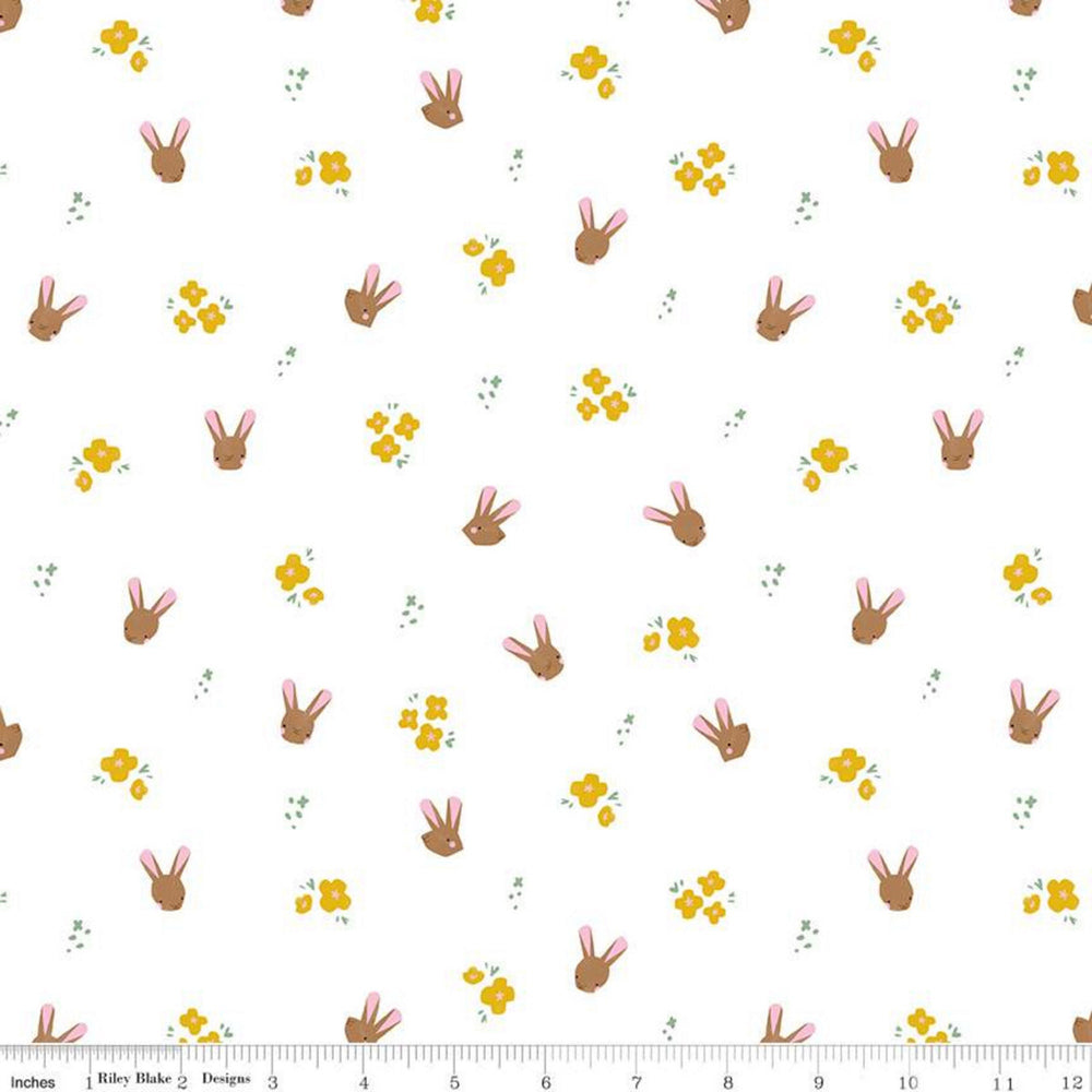 EASTER EGG HUNT - Bunnies - White - by Natàlia Juan Abelló - Riley Black Designs - Quilting Cotton Fabric - C10273-White