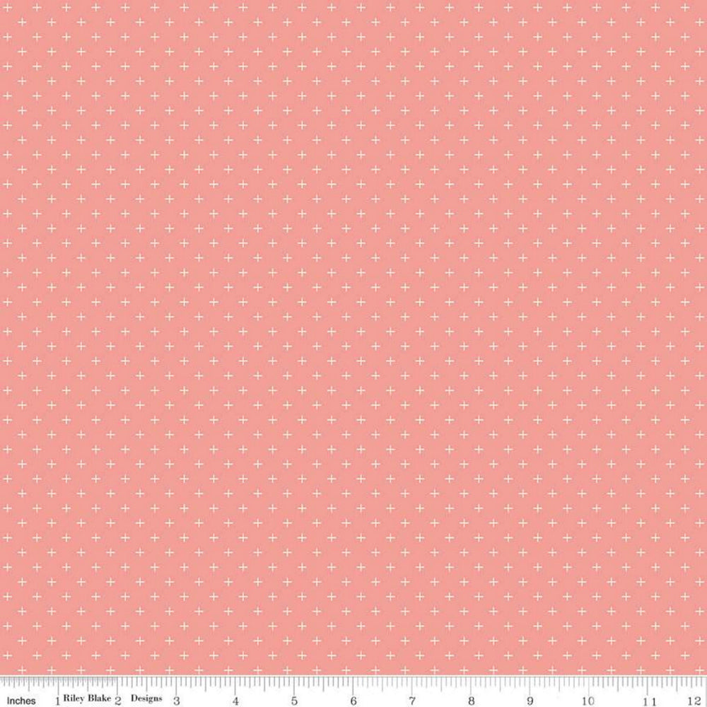 GINGHAM GARDENS - Plus's Coral - by My Mind's Eye - Riley Blake Designs - Quilting Cotton Fabric - ( C10357-CORAL )