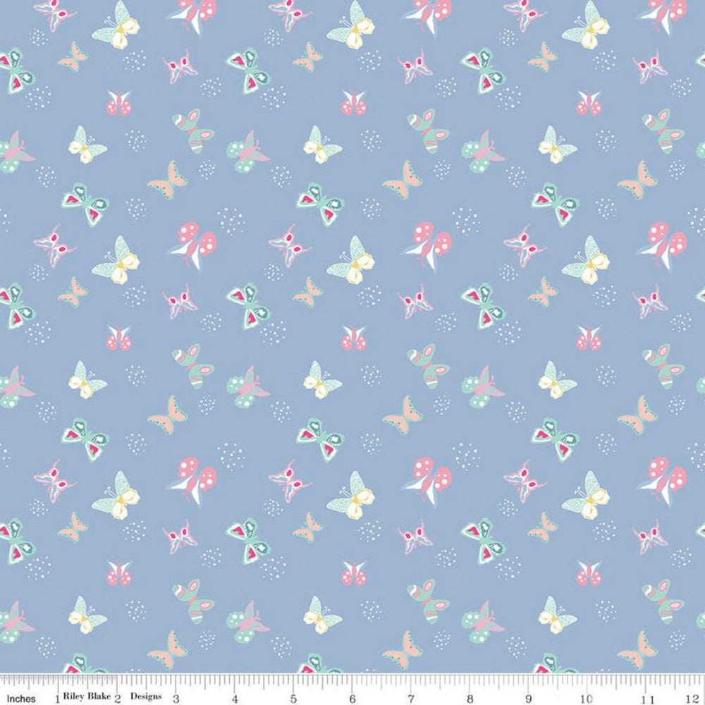 POPPY & POSEY - Butterflies on Periwinkle colored Quilting Cotton Fabric - by Dodi Lee Poulsen - Riley Blake Designs - C10586-PERIWINKLE