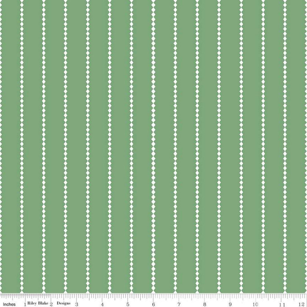 POPPY & POSEY - Stripes on Green color Quilting Cotton Fabric - by Dodi Lee Poulsen - Riley Blake Designs - C10583-GREEN