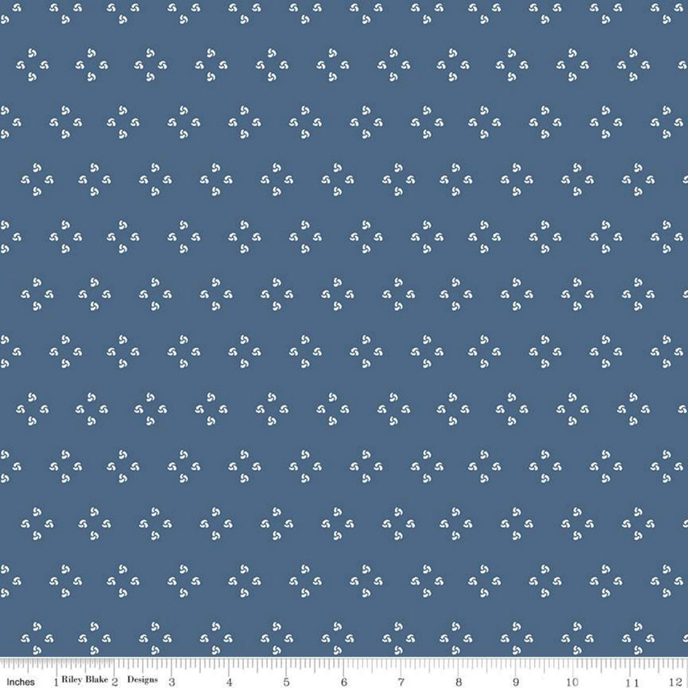 POPPY & POSEY - French Knots on Navy colored Quilting Cotton Fabric - by Dodi Lee Poulsen - Riley Blake Designs - C10584-NAVY