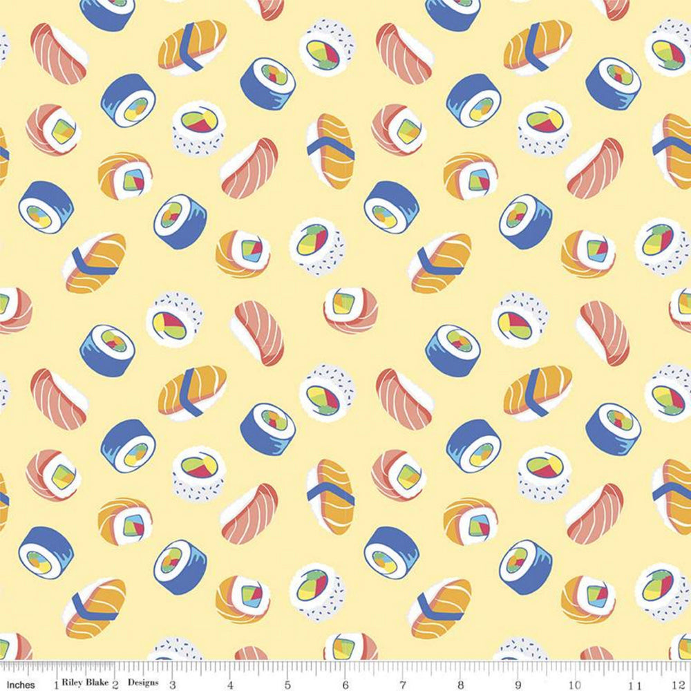 RAINBOWFRUIT - How We Roll on Yellow colored Quilting Cotton Fabric - by Amber Kemp-Gerstel of Damask Love - Riley Blake Designs - C10893-YELLOW