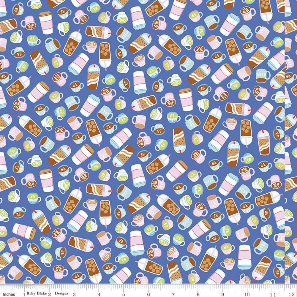 RAINBOWFRUIT - Drinks on Blue colored Quilting Cotton Fabric - by Amber Kemp-Gerstel of Damask Love - Riley Blake Designs - C10894-BLUE