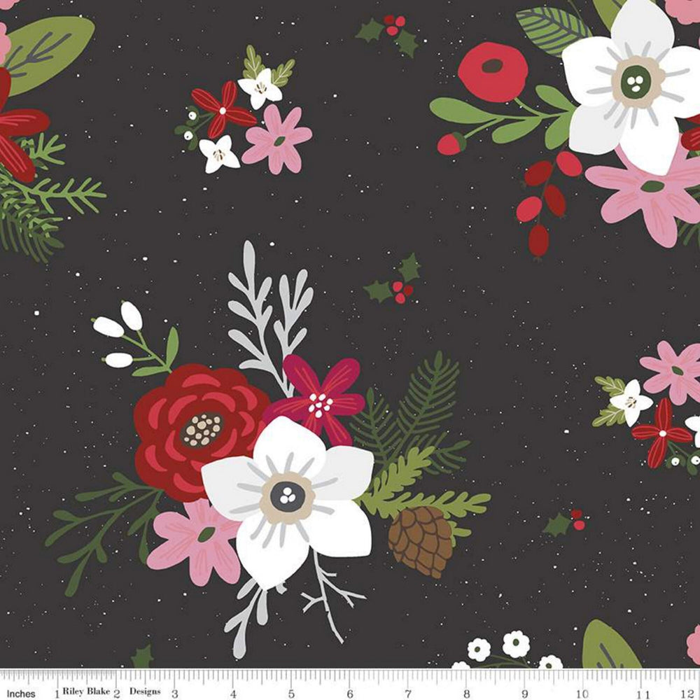 HOLLY HOLIDAY - Main - Charcoal - by Christopher Thompson - Riley Blake Designs - Quilting Cotton Fabric - C10880-CHARCOAL