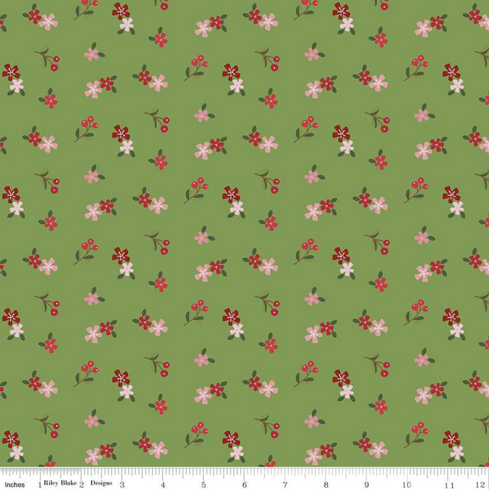 HOLLY HOLIDAY - Ditzy - Basil - by Christopher Thompson - Riley Blake Designs - Quilting Cotton Fabric - C10884-BASIL