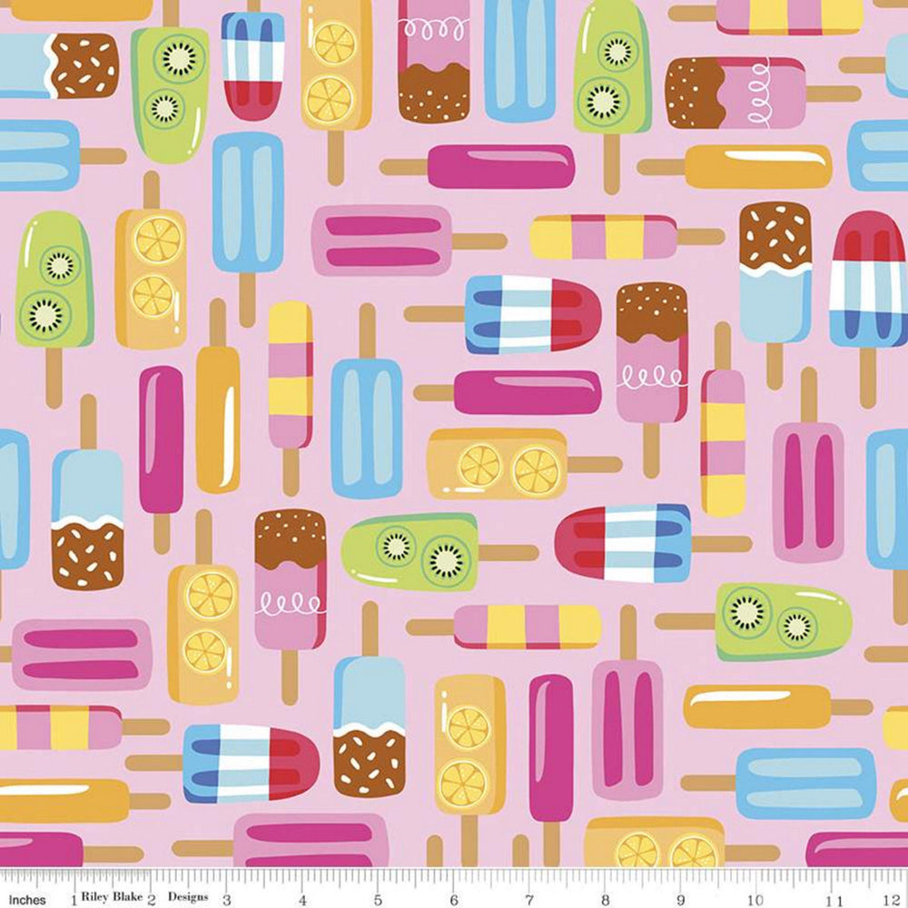 RAINBOWFRUIT - Main print on Petal Pink colored Quilting Cotton Fabric - by Amber Kemp-Gerstel of Damask Love - Riley Blake Designs - C10890-PETALPINK