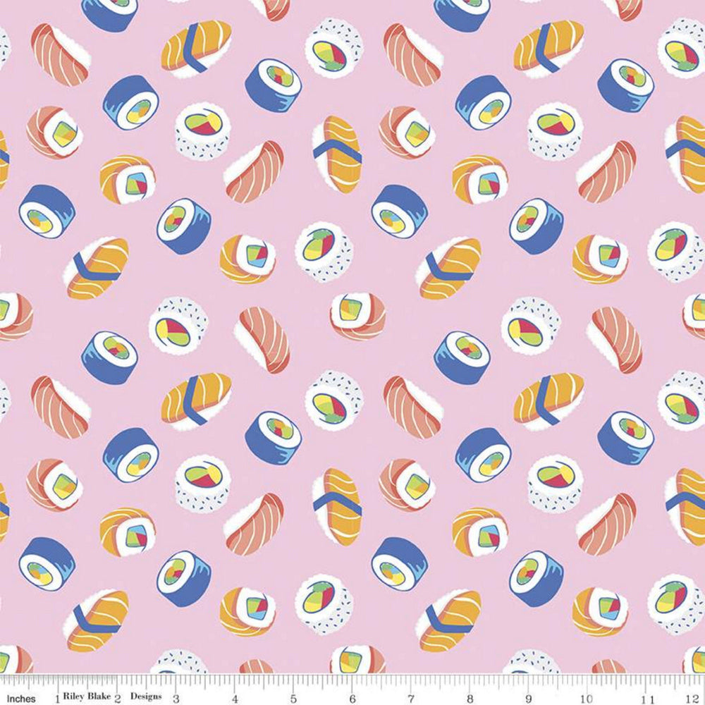 RAINBOWFRUIT - How We Roll on Petal Pink colored Quilting Cotton Fabric - by Amber Kemp-Gerstel of Damask Love - Riley Blake Designs - C10893-PETALPINK