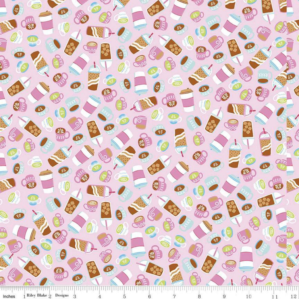 RAINBOWFRUIT - Drinks on Petal Pink colored Quilting Cotton Fabric - by Amber Kemp-Gerstel of Damask Love - Riley Blake Designs - C10894-PETALPINK