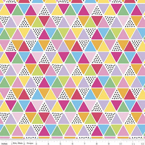 
                  
                    RAINBOWFRUIT - Triangles on White colored Quilting Cotton Fabric - by Amber Kemp-Gerstel of Damask Love - Riley Blake Designs -  C10896-WHITE
                  
                
