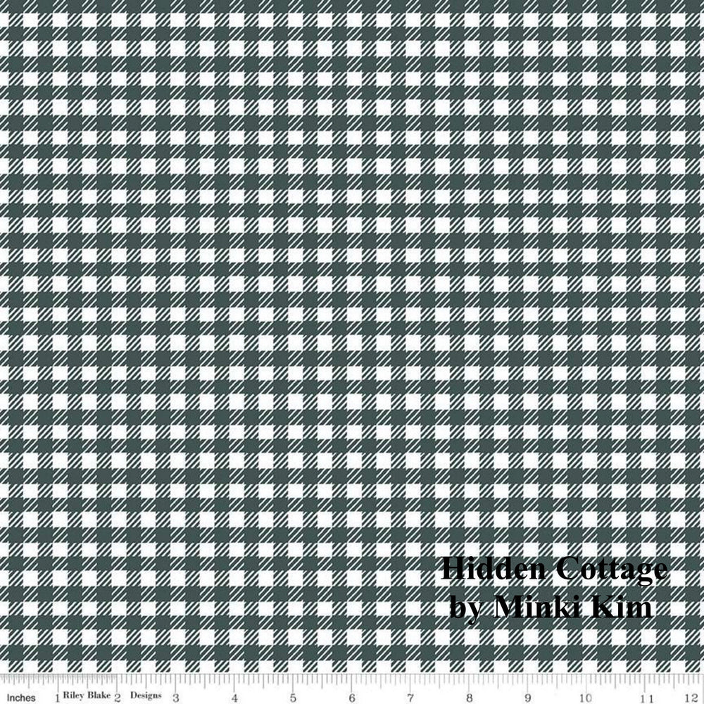 HIDDEN COTTAGE - Gingham on Forest color Quilting Cotton Fabric - Minki Kim - Riley Blake Designs - C10765-FOREST