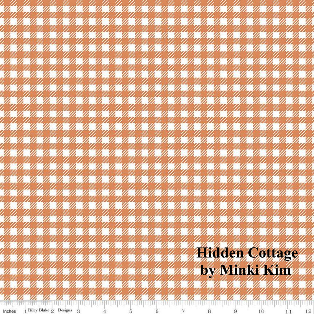 HIDDEN COTTAGE - Gingham on Orange color Quilting Cotton Fabric - Minki Kim - Riley Blake Designs - C10765-ORANGE