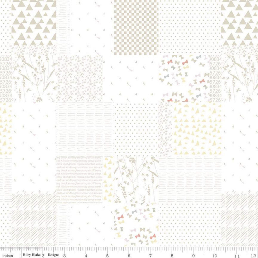 HUSH HUSH - Patchwork - Low Volume Quilting Cotton Fabric - by Minki Kim - Riley Blake Designs - C11175-PATCHWORK