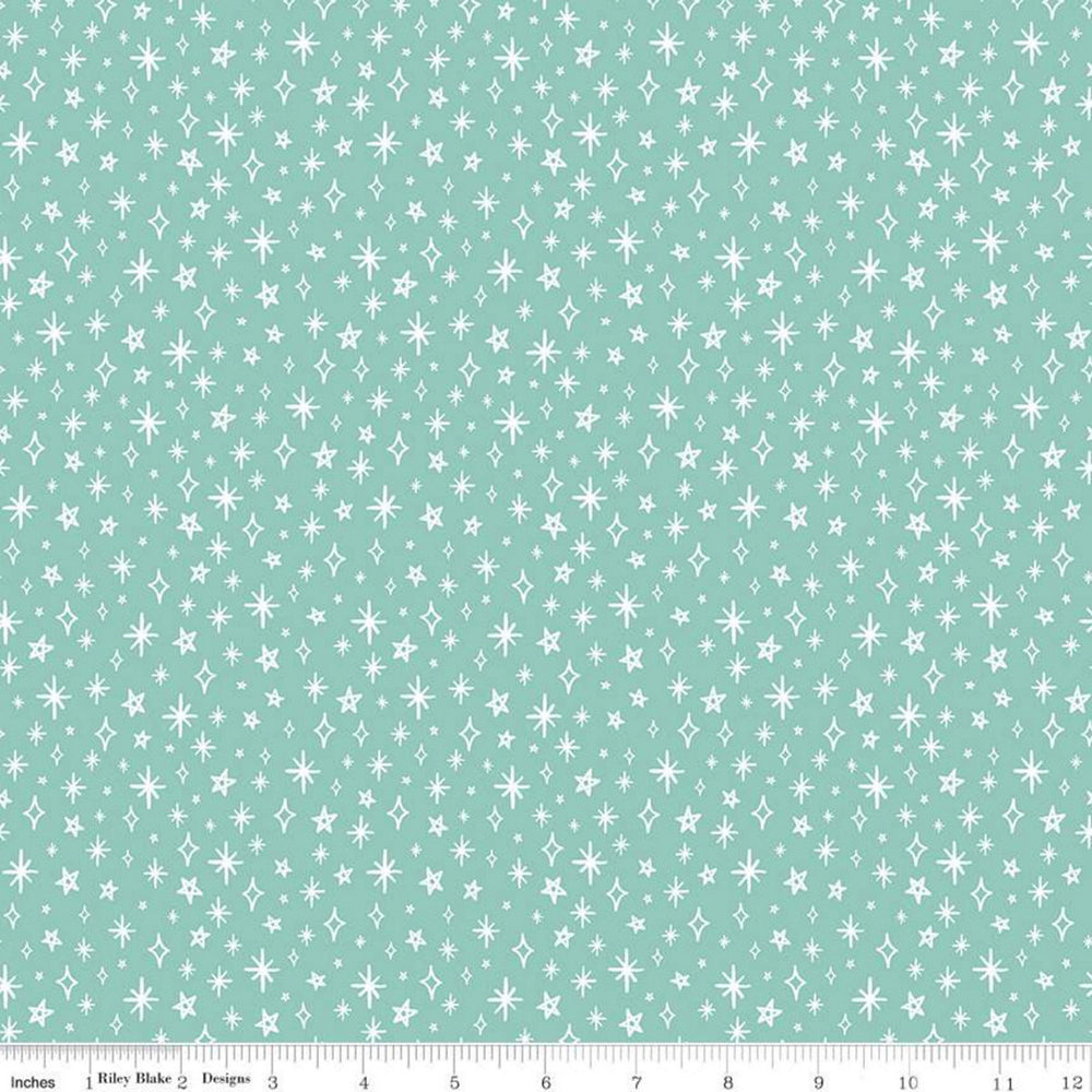 GIRL POWER - Sparkle Stars - Mint - by Amber Kemp-Gerstel - Riley Blake Designs - Quilting Cotton Fabric - ( C10654-MINT )