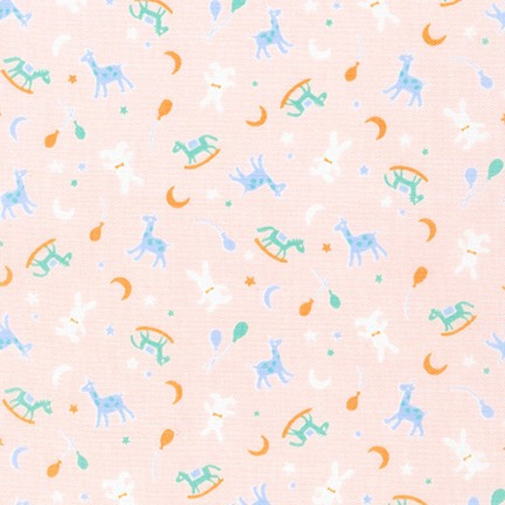 HANDWORKS HOME - Rocking Horse/Rabbit - Pink - by Robert Kaufman - Quilting Cotton Fabric - DH-10157L-B