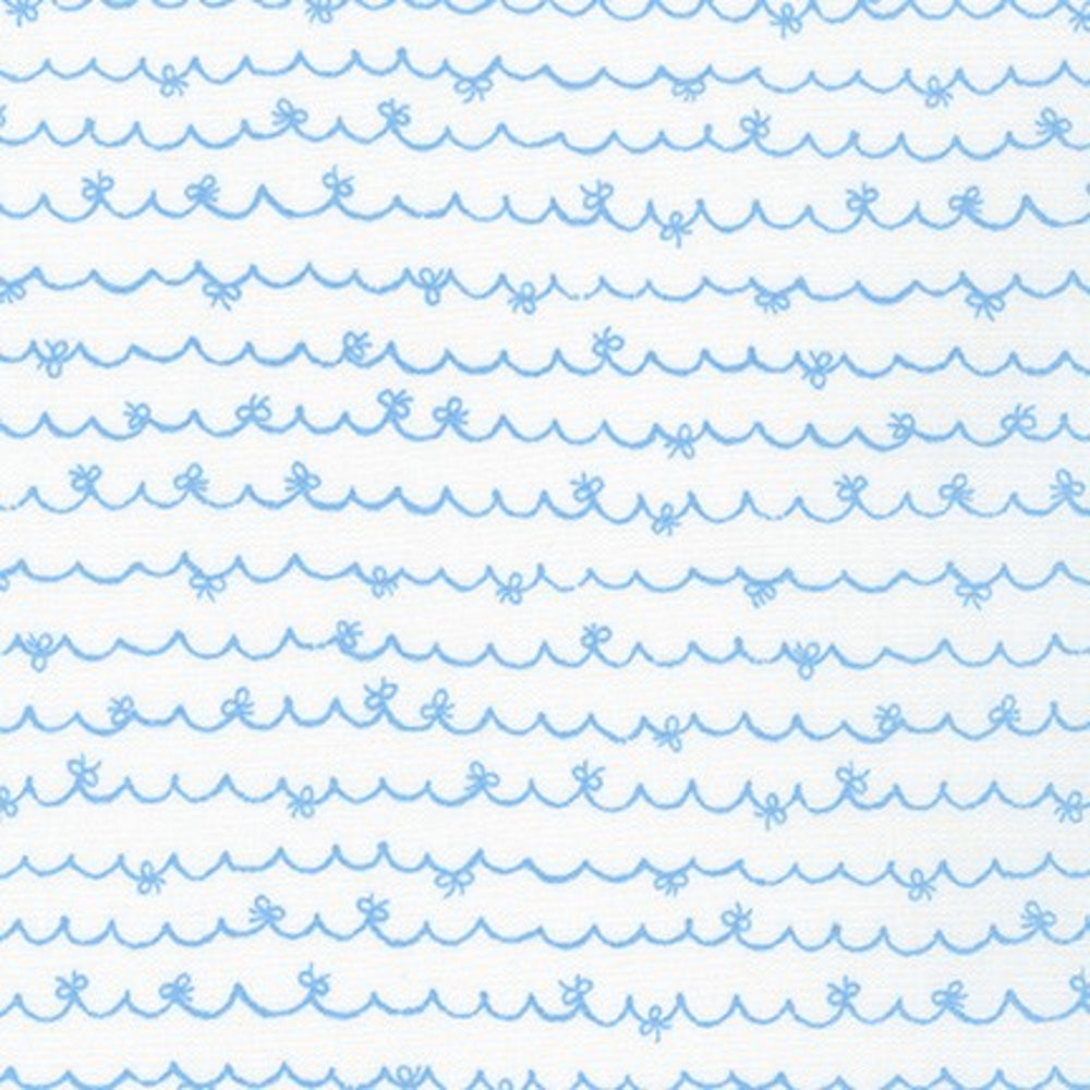HANDWORKS HOME - Waves with Bows - Blue - by Robert Kaufman - Quilting Cotton Fabric - DH-11334L-B