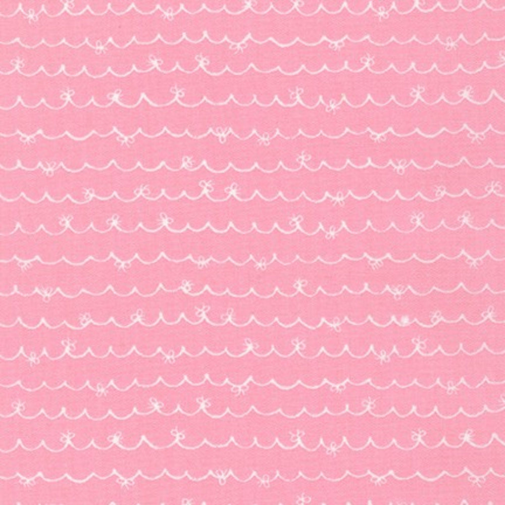 HANDWORKS HOME - Waves with Bows on Pink Fabric - Robert Kaufman - Quilting Cotton Fabric - DH-11334L-E