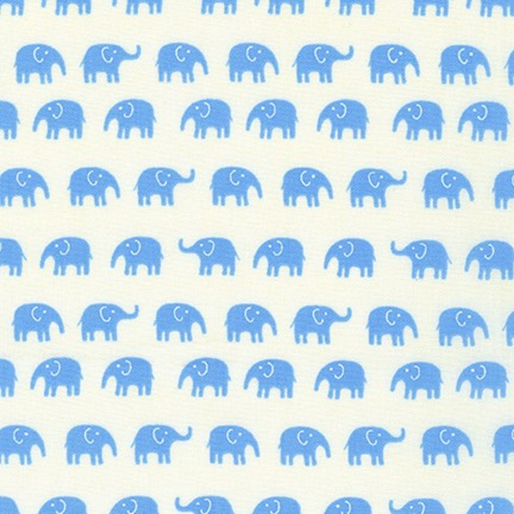 HANDWORKS HOME - Elephants - Blue - by Robert Kaufman - Quilting Cotton Fabric - DH-11724L-C