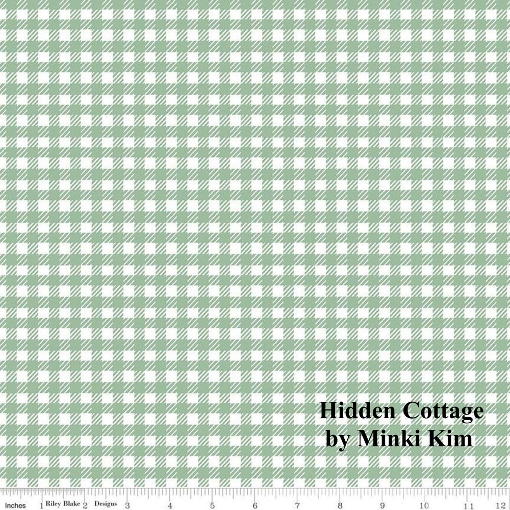HIDDEN COTTAGE - Gingham on Seafoam color Quilting Cotton Fabric - Minki Kim - Riley Blake Designs - C10765-SEAFOAM