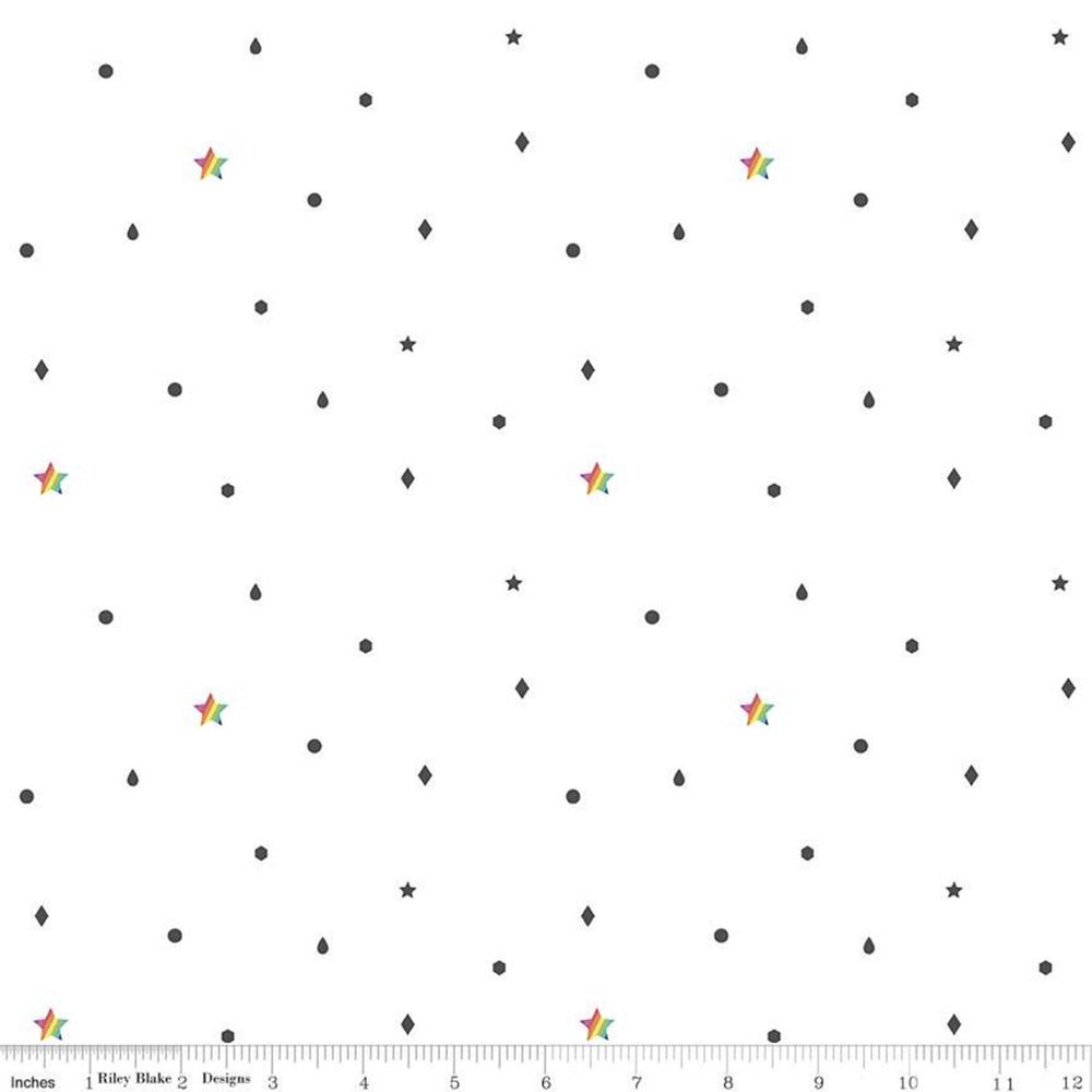 HUSH HUSH - Rainbow Scatter - Low Volume Quilting Cotton Fabric - by Kristy Lea - Riley Blake Designs - C11178-RAINBOW