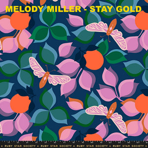 
                  
                    STAY GOLD - Floral on Navy color Rayon Fabric - by Melody Miller of Ruby Star Society - Moda - ( RS0025 13R )
                  
                