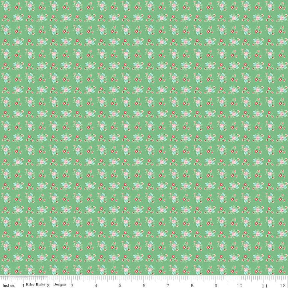 QUILT FAIR - Ditzy on Green color Quilting Cotton Fabric - Tasha Noel - Riley Blake Designs - C11353-Green