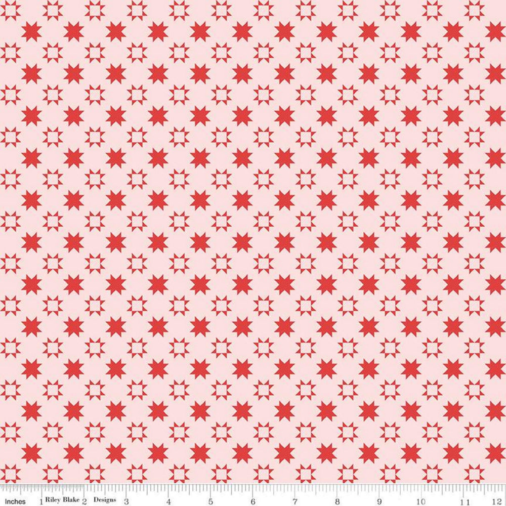 QUILT FAIR - Star Blocks on Pink color Quilting Cotton Fabric - Tasha Noel - Riley Blake Designs - C11356-Pink