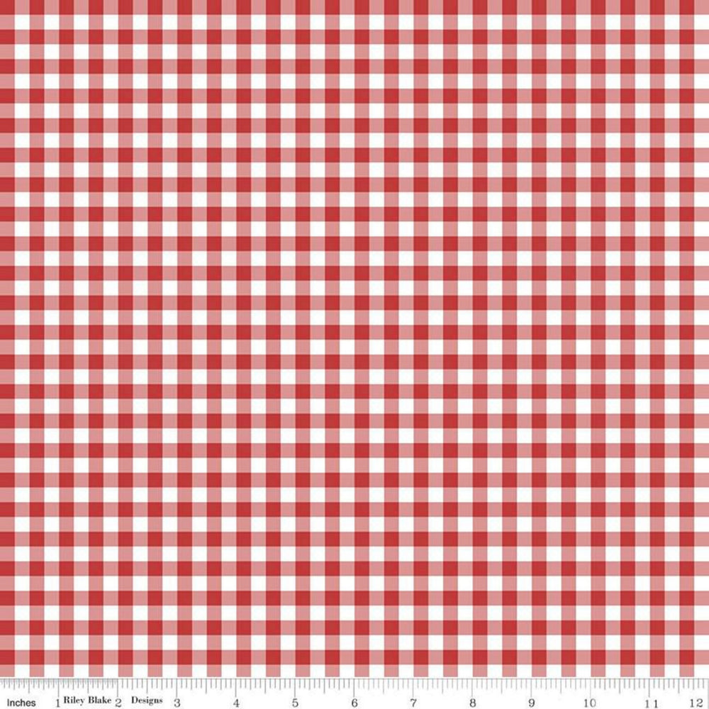 QUILT FAIR - Gingham Check on Red color Quilting Cotton Fabric - Tasha Noel - Riley Blake Designs - C11357-Red