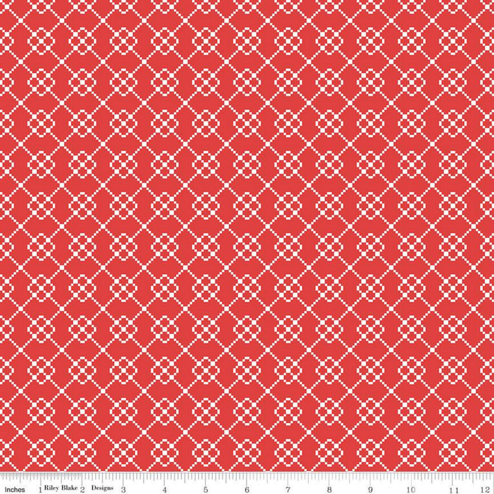 QUILT FAIR - Quilty Chain 0n Red color Quilting Cotton Fabric - Tasha Noel - Riley Blake Designs - C11358-Red