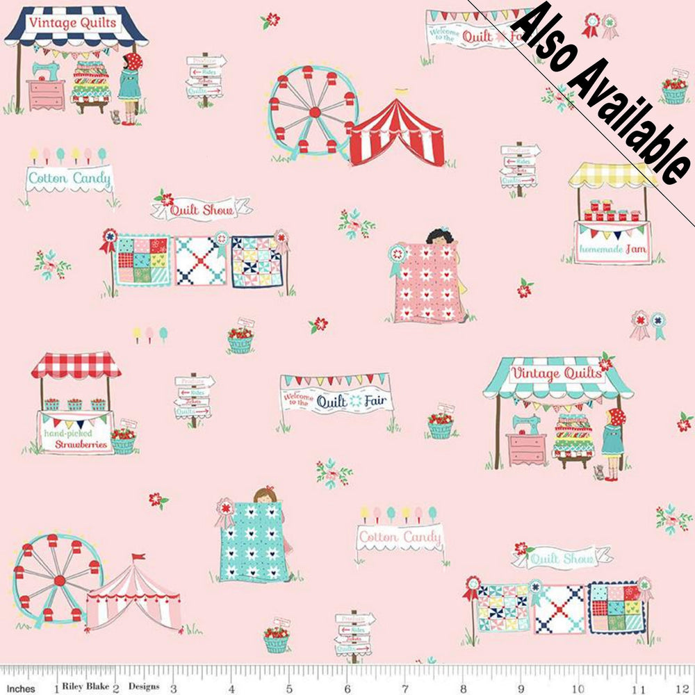 
                  
                    QUILT FAIR - Fair Vignettes on Aqua color Quilting Cotton Fabric - Tasha Noel - Riley Blake Designs - C11350-Aqua
                  
                