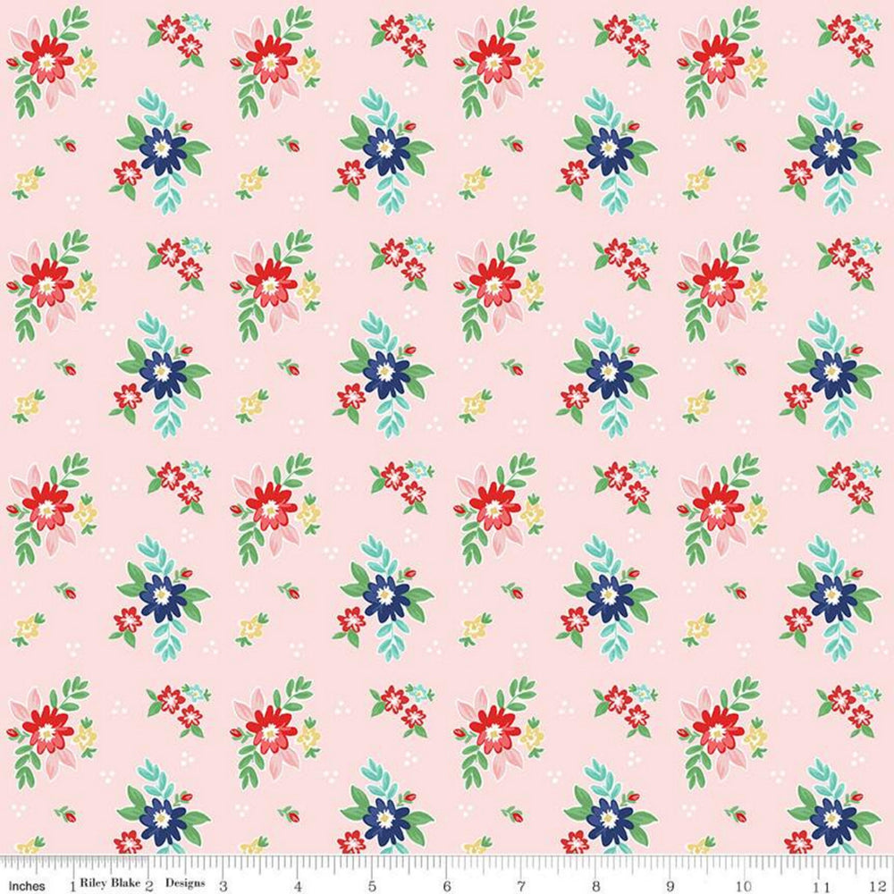 QUILT FAIR - Florals on Pink color Quilting Cotton Fabric - Tasha Noel - Riley Blake Designs - C11351-Pink