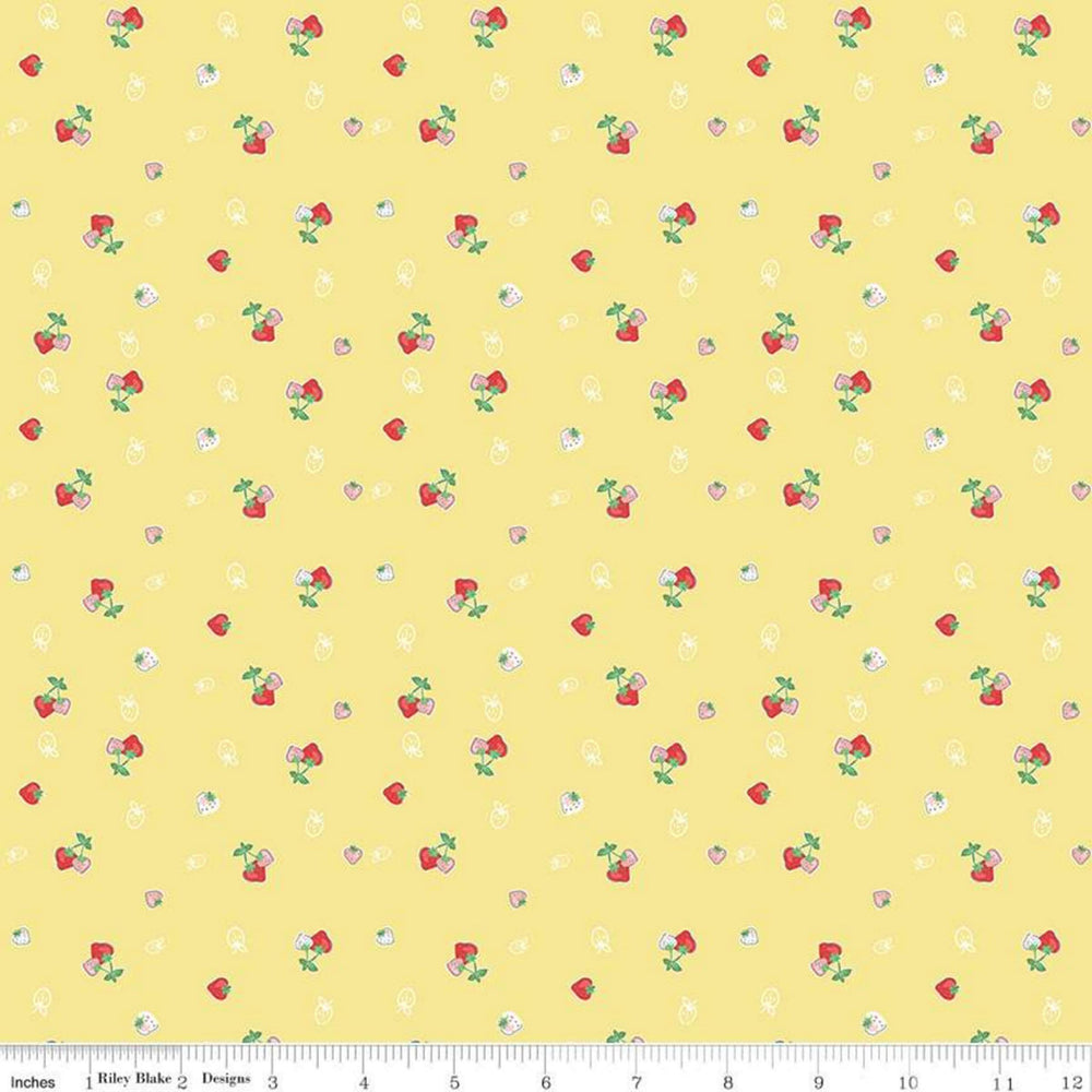 QUILT FAIR - Strawberries on Yellow color Quilting Cotton Fabric - Tasha Noel - Riley Blake Designs - C11352-Yellow