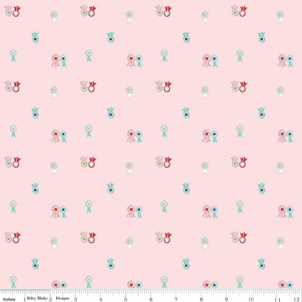 QUILT FAIR - Ribbons on Pink color Quilting Cotton Fabric - Tasha Noel - Riley Blake Designs - C11355-Pink