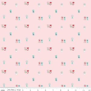 
                  
                    QUILT FAIR - Ribbons on Pink color Quilting Cotton Fabric - Tasha Noel - Riley Blake Designs - C11355-Pink
                  
                