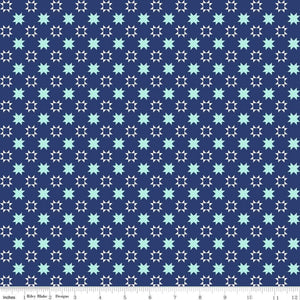 
                  
                    QUILT FAIR - Star Blocks on Navy color Quilting Cotton Fabric - Tasha Noel - Riley Blake Designs - C11356-Navy
                  
                