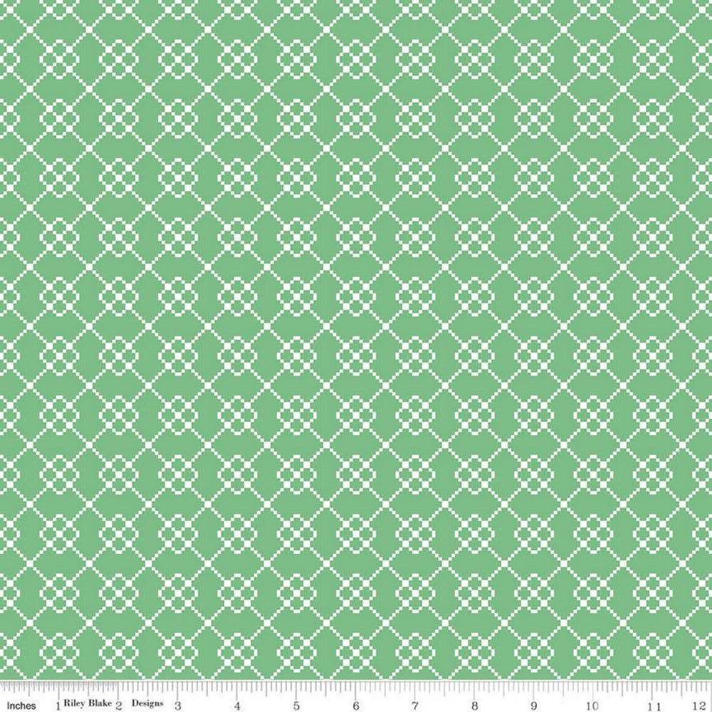 QUILT FAIR - Quilty Chain on Green color Quilting Cotton Fabric - Tasha Noel - Riley Blake Designs - C11358-Green